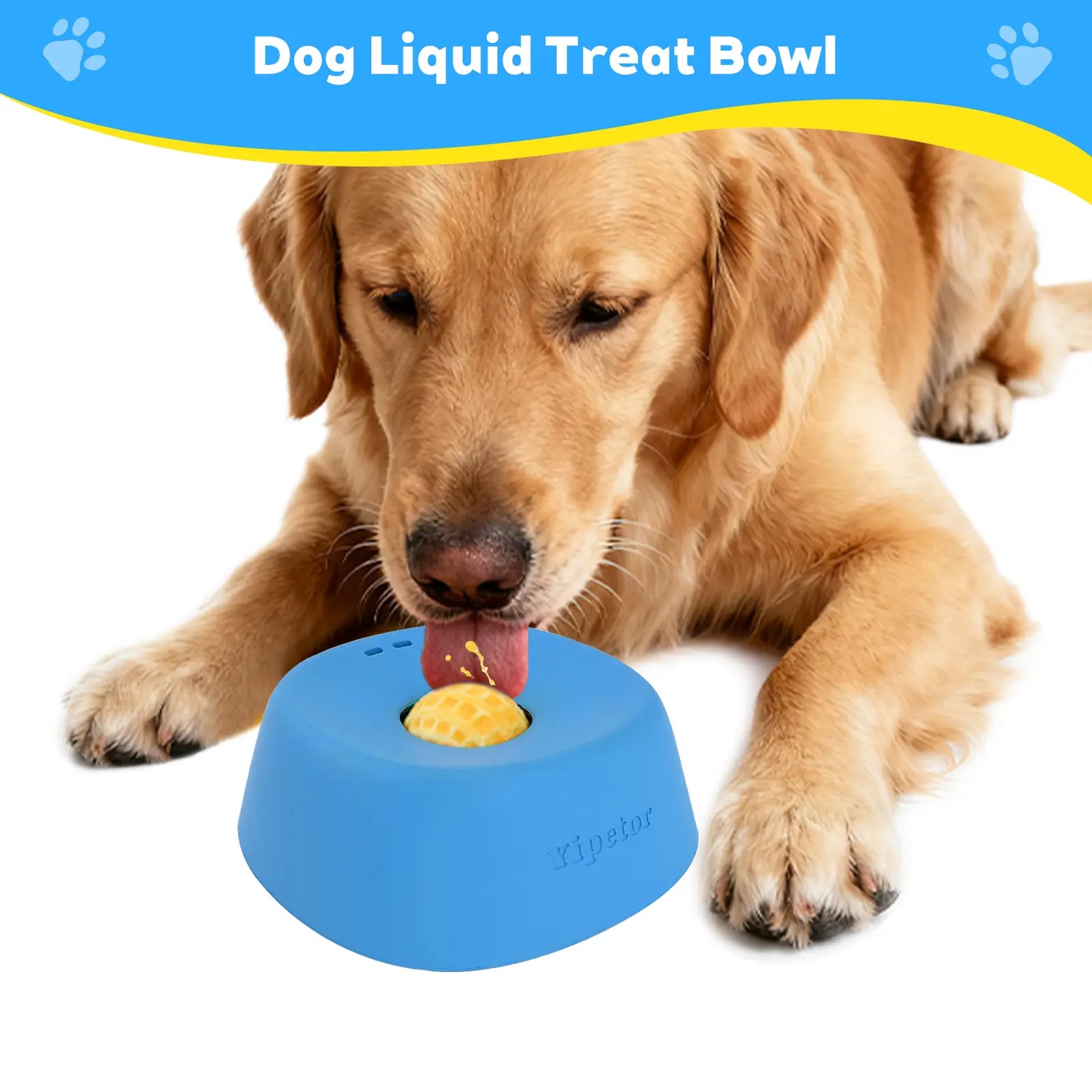 Yipetor Slow Feeder Dog Bowl with Built-In Rolling Ball for Liquid Treats, No Spill Bone Broth and Yogurt Feeder for All Breeds, Ideal for Dietary Supplements and Post-Operative Nutrition