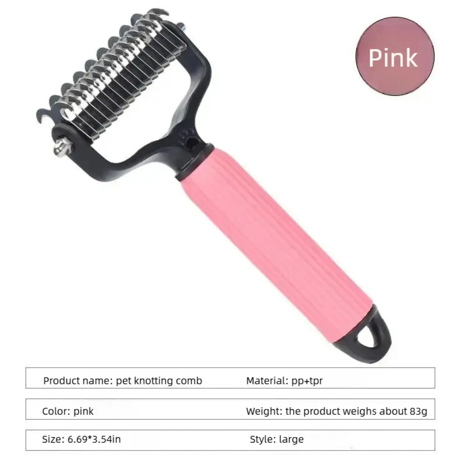 Professional Pet Grooming Tool - Universal Detangling Comb for Dogs, Stainless Steel Double-Sided Design for Effective Shedding and Matted Hair Management, Essential Daily Coat Maintenance Supplies.