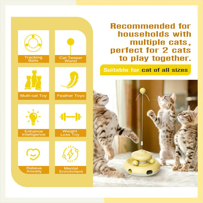 KADTC Interactive Cat Toys - Feather Teaser Wand and Tracking Balls for Indoor Cats, Ideal for Kitten Play and Adult Pet Enrichment, Promotes Exercise and Reduces Boredom