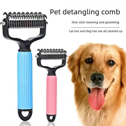 Professional Pet Grooming Tool - Universal Detangling Comb for Dogs, Stainless Steel Double-Sided Design for Effective Shedding and Matted Hair Management, Essential Daily Coat Maintenance Supplies.