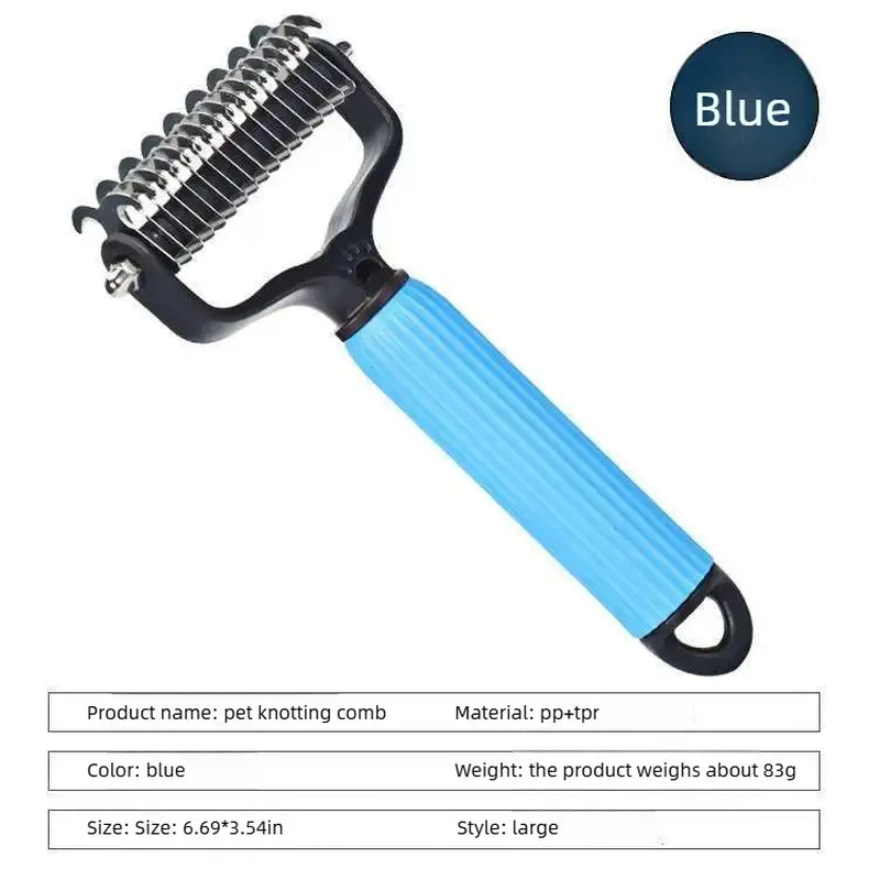 Professional Pet Grooming Tool - Universal Detangling Comb for Dogs, Stainless Steel Double-Sided Design for Effective Shedding and Matted Hair Management, Essential Daily Coat Maintenance Supplies.