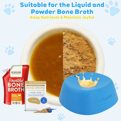 Yipetor Slow Feeder Dog Bowl with Built-In Rolling Ball for Liquid Treats, No Spill Bone Broth and Yogurt Feeder for All Breeds, Ideal for Dietary Supplements and Post-Operative Nutrition