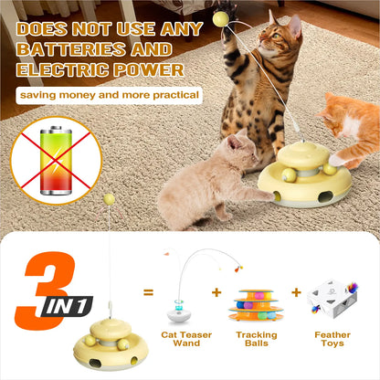 KADTC Interactive Cat Toys - Feather Teaser Wand and Tracking Balls for Indoor Cats, Ideal for Kitten Play and Adult Pet Enrichment, Promotes Exercise and Reduces Boredom