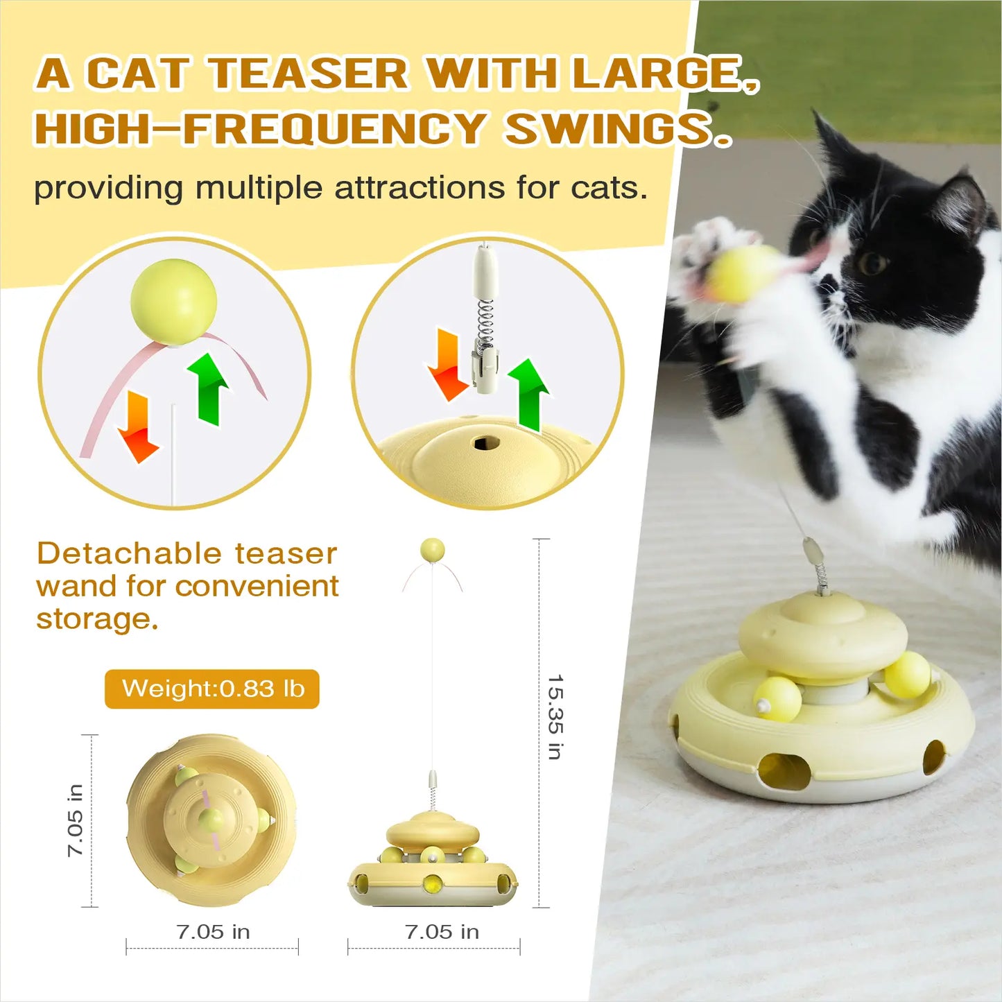 KADTC Interactive Cat Toys - Feather Teaser Wand and Tracking Balls for Indoor Cats, Ideal for Kitten Play and Adult Pet Enrichment, Promotes Exercise and Reduces Boredom