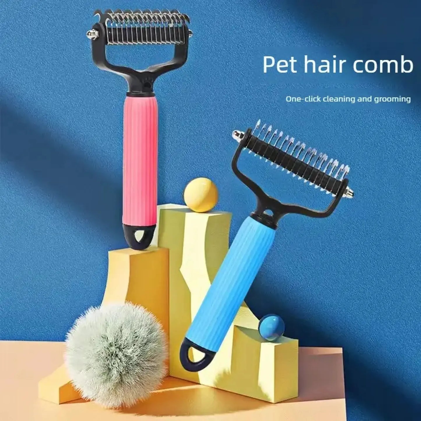 Professional Pet Grooming Tool - Universal Detangling Comb for Dogs, Stainless Steel Double-Sided Design for Effective Shedding and Matted Hair Management, Essential Daily Coat Maintenance Supplies.
