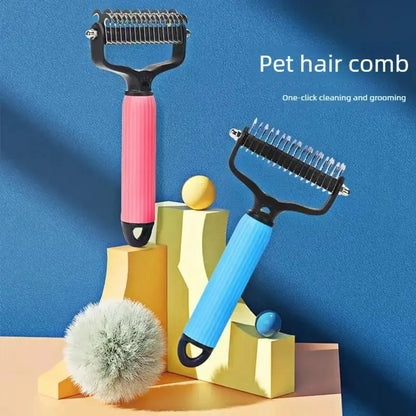 Professional Pet Grooming Tool - Universal Detangling Comb for Dogs, Stainless Steel Double-Sided Design for Effective Shedding and Matted Hair Management, Essential Daily Coat Maintenance Supplies.